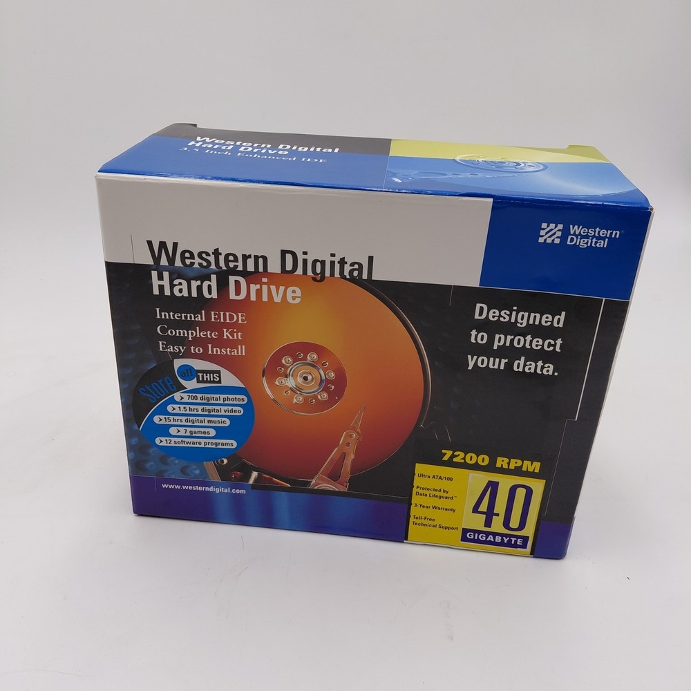 Western Digital 40 GB 7200 RPM EIDE Internal Hard Drive New Sealed Vtg Retro PC